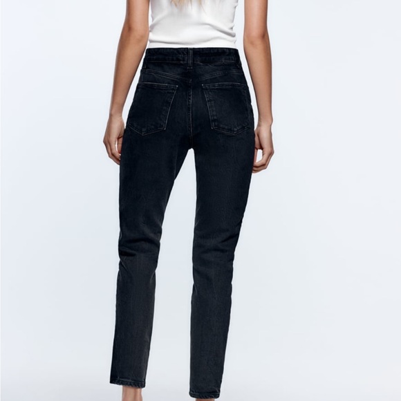 NWT Zara Black Mom Fit Stretch Jeans - Picture 2 of 9